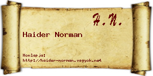 Haider Norman névjegykártya